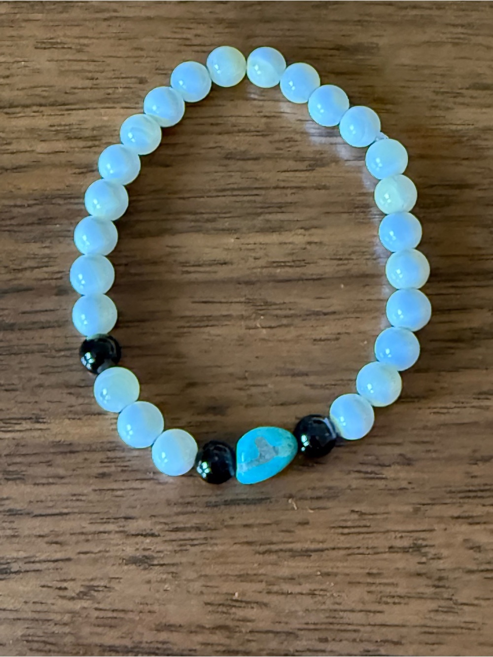 Handcrafted mother of pearl and Turquoise Bead Stretch Bracelet